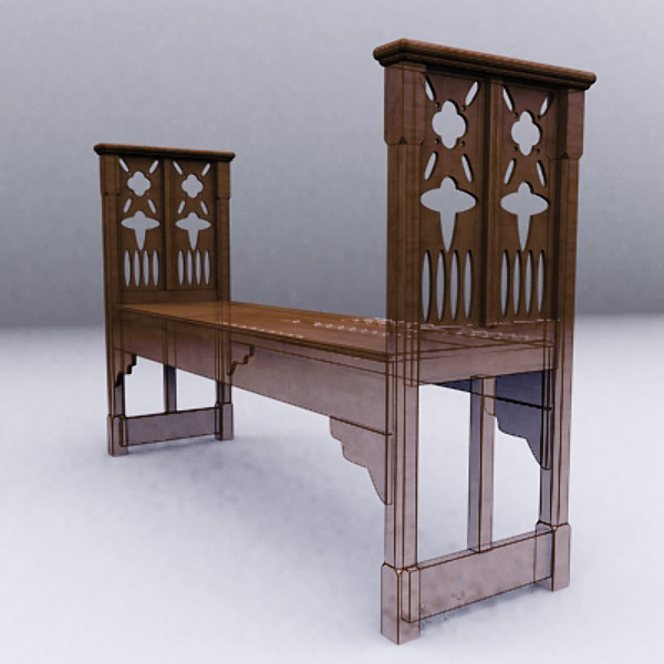 medieval bench 3d model - High Bench by SuIXo